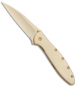 Kershaw Leek Assisted Opening Knife 24K Gold Plated (3&quot; Gold) 1660G | 86614