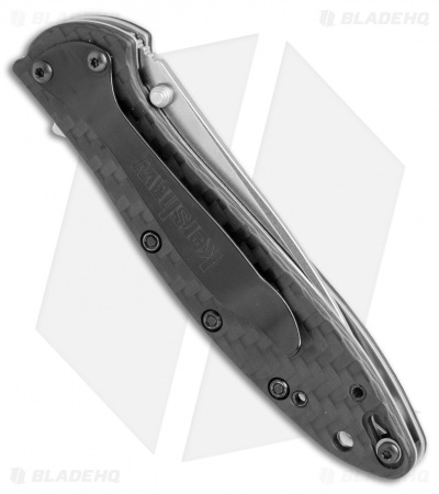 Kershaw Leek Assisted Opening Knife Black Carbon Fiber (3" Stonewash) 1660CF
