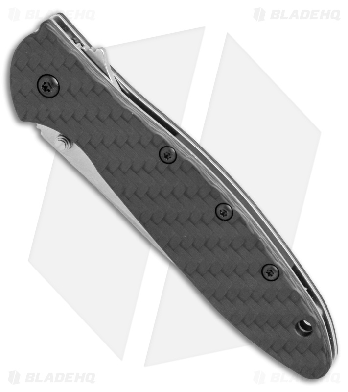 Kershaw Leek Assisted Opening Knife Black Carbon Fiber (3" Stonewash) 1660CF