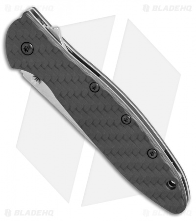 Kershaw Leek Assisted Opening Knife Black Carbon Fiber (3" Stonewash) 1660CF