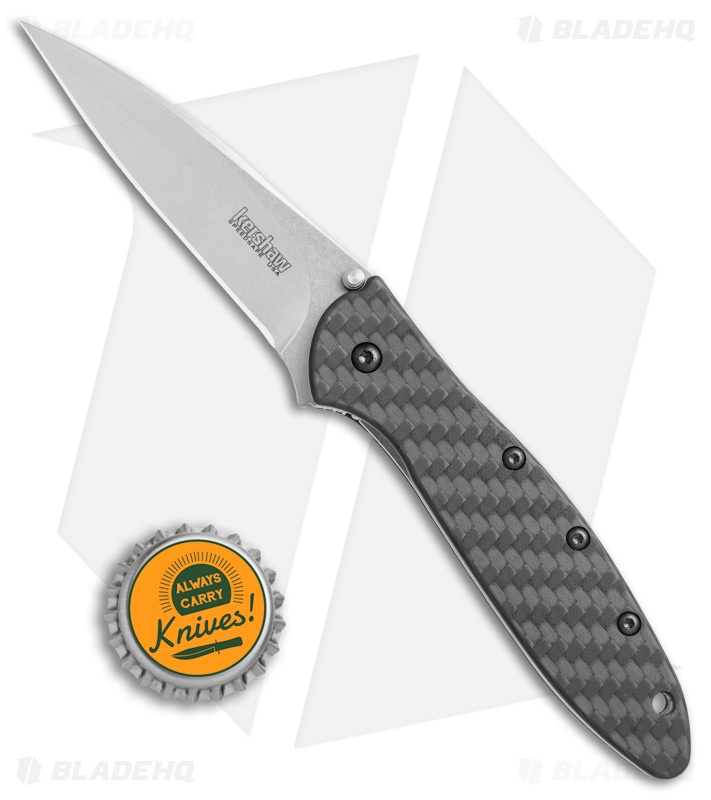 Kershaw Leek Assisted Opening Knife Black Carbon Fiber (3" Stonewash) 1660CF