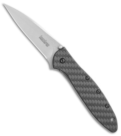 Kershaw Leek Assisted Opening Knife Black Carbon Fiber (3&quot; Stonewash) 1660CF | 61869
