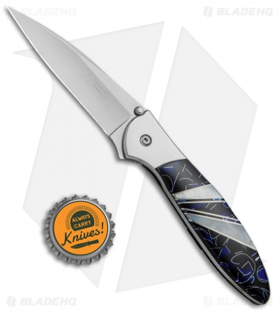 Santa Fe Stoneworks Customized Kershaw Leek A/O Knife Blue/MOP (3" Bead Blast)