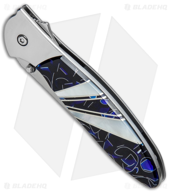 Santa Fe Stoneworks Customized Kershaw Leek A/O Knife Blue/MOP (3" Bead Blast)