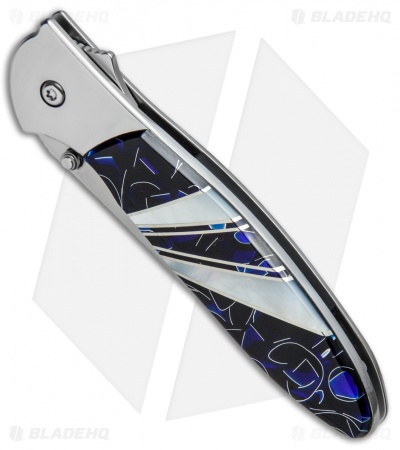 Santa Fe Stoneworks Customized Kershaw Leek A/O Knife Blue/MOP (3" Bead Blast)