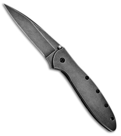 Kershaw Leek Assisted Opening Knife Gray Steel (3&quot; BlackWash) 1660BLKW | 29672