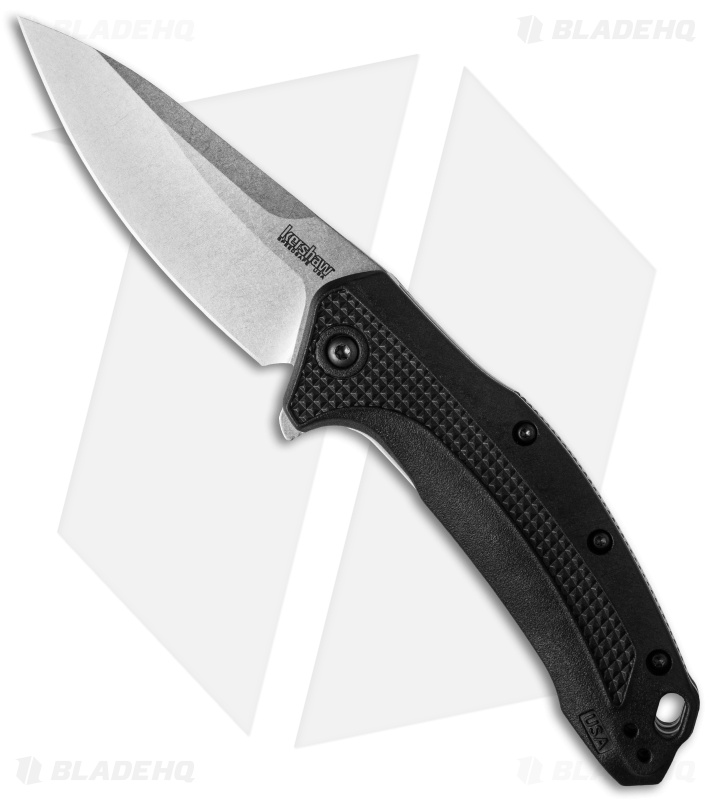 Kershaw Link Drop Point Knife Black GFN (3.25" Stonewash) 1776