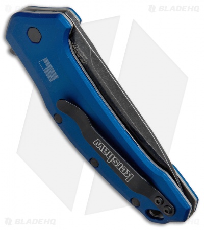 Kershaw Link Drop Point Knife Blue Aluminum (3.25" BlackWash) 1776NBBW