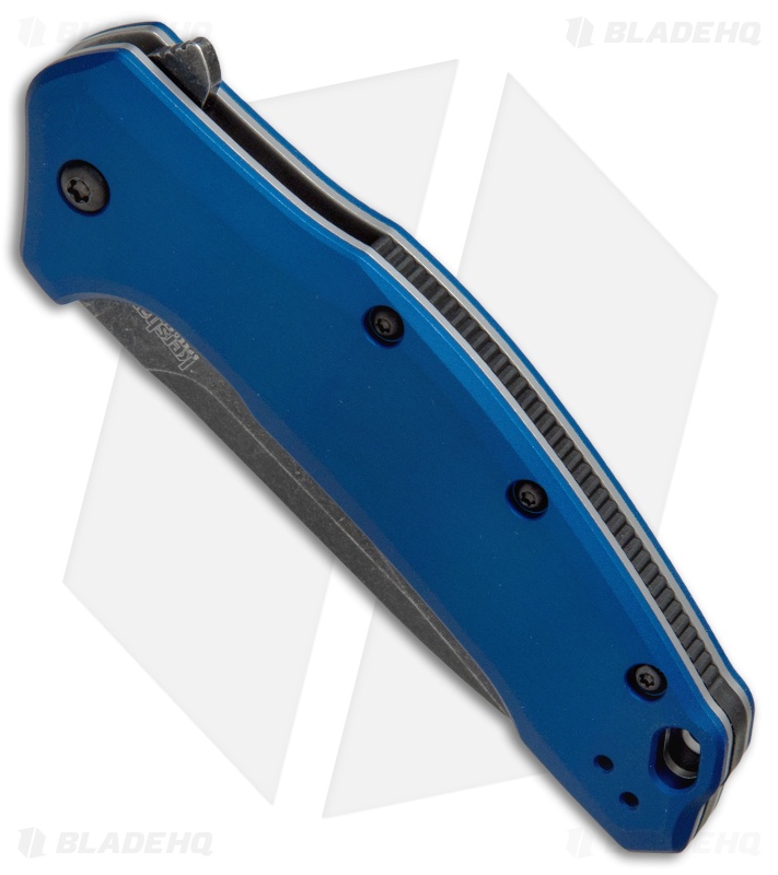 Kershaw Link Drop Point Knife Blue Aluminum (3.25" BlackWash) 1776NBBW