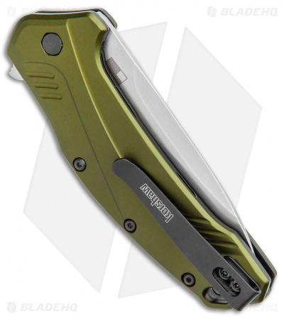 Kershaw Link Drop Point Knife Olive Al (3.25" Stonewash) 1776OLSW