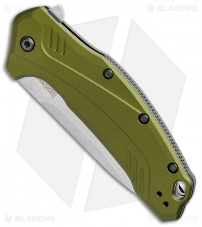 Kershaw Link Drop Point Knife Olive Al (3.25" Stonewash) 1776OLSW