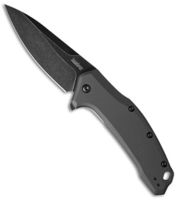 Kershaw Link Drop Point Knife Gray Aluminum (3.25" BlackWash) 1776GRYBW