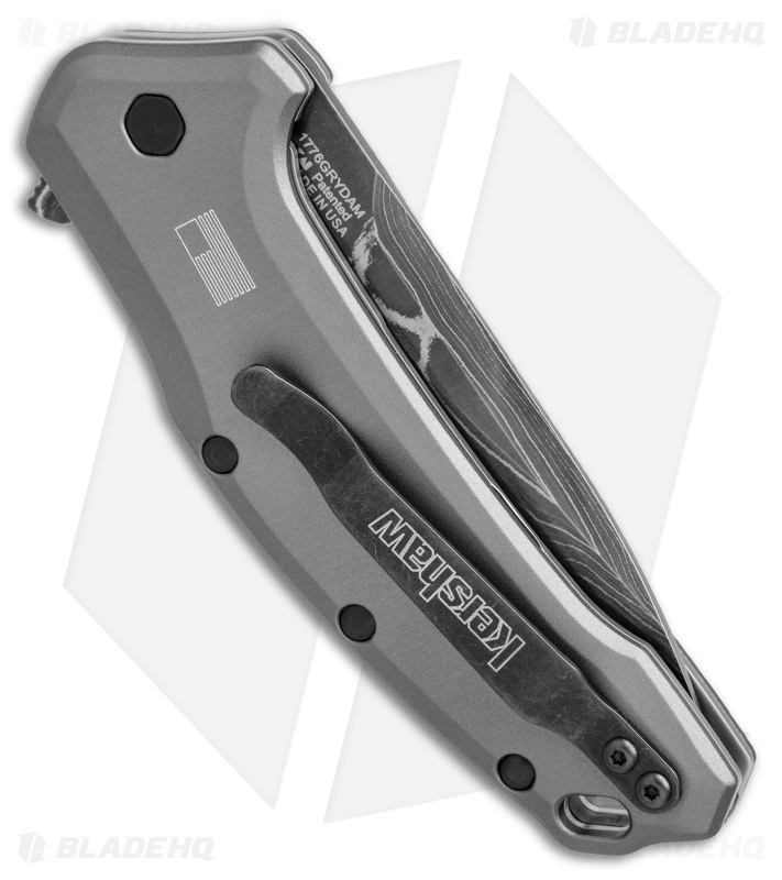 Kershaw Link Drop Point Knife Gray Aluminum (3.25" Damascus) KS1776GRYDAM