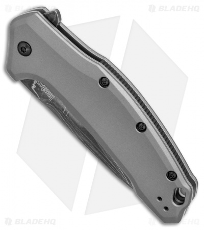 Kershaw Link Drop Point Knife Gray Aluminum (3.25" Damascus) KS1776GRYDAM