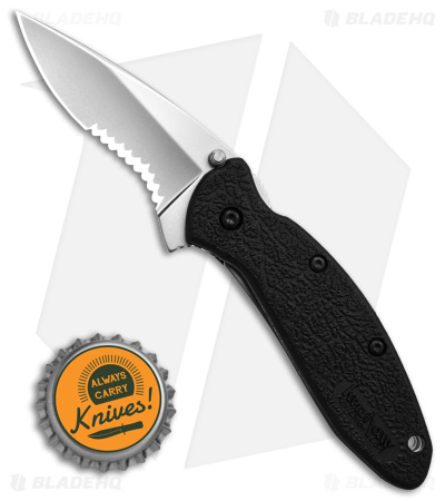 Kershaw Scallion Assisted Opening Knife Black GFN (2.25" Bead Blast Serr) 1620ST
