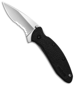 Kershaw Scallion Assisted Opening Knife Black GFN (2.25" Bead Blast Serr) 1620ST