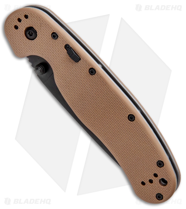 Ontario RAT Model 1A Spring Assisted Knife Tan G-10 (3.625" Black) 8871TN