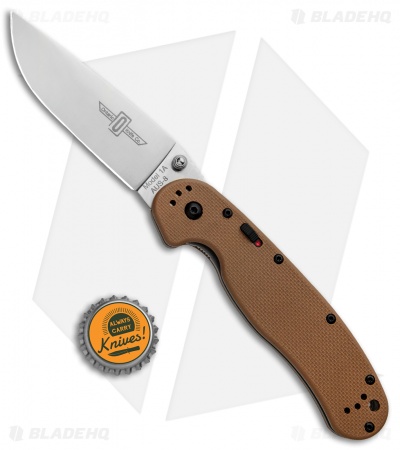 Ontario RAT Model 1A Spring Assisted Knife Coyote Brown G-10 (3.625" Satin)