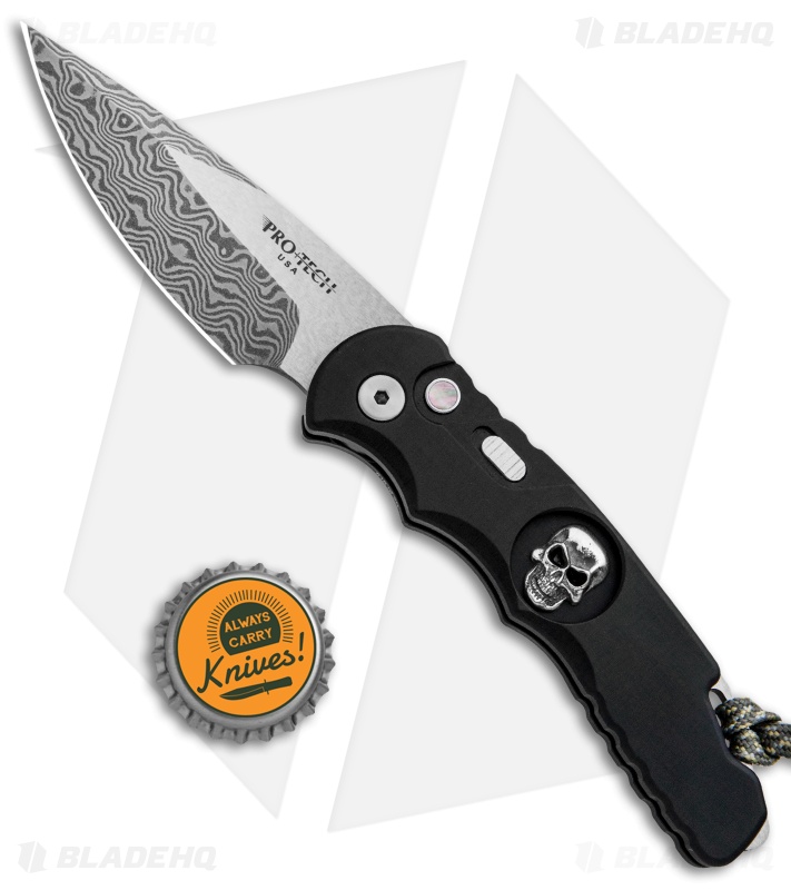 Pro-Tech Lerch TR-5 Skull Custom - Automatic Knife | Black + Damascus