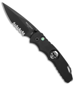 Pro-Tech Lerch TR-5 Skull Custom Spring Assisted Knife Black (3.25" Black Serr)