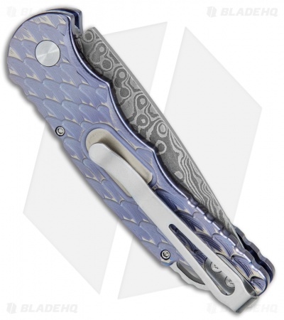 Pro-Tech TR-5 Custom Automatic Knife Purple Feather Ti  (3.25" Damascus) T545