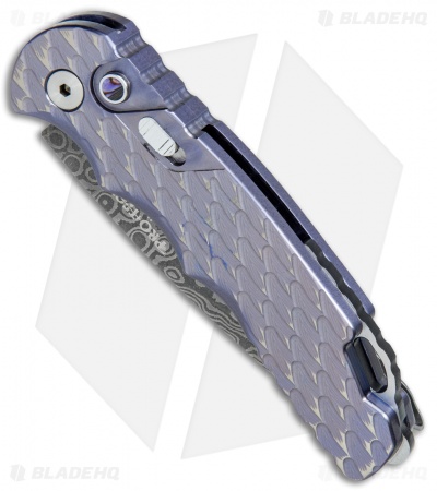 Pro-Tech TR-5 Custom Automatic Knife Purple Feather Ti  (3.25" Damascus) T545