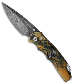 Pro-Tech Lerch TR-5 Skull Custom Spring Assisted Knife Splash (3.25" Damascus)