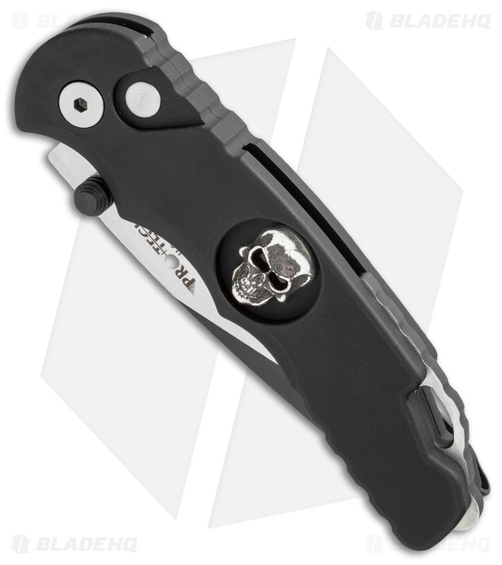 Pro-Tech Lerch TR-5 Skull Custom Spring Assisted Knife Black (3.25" Black) SA.61