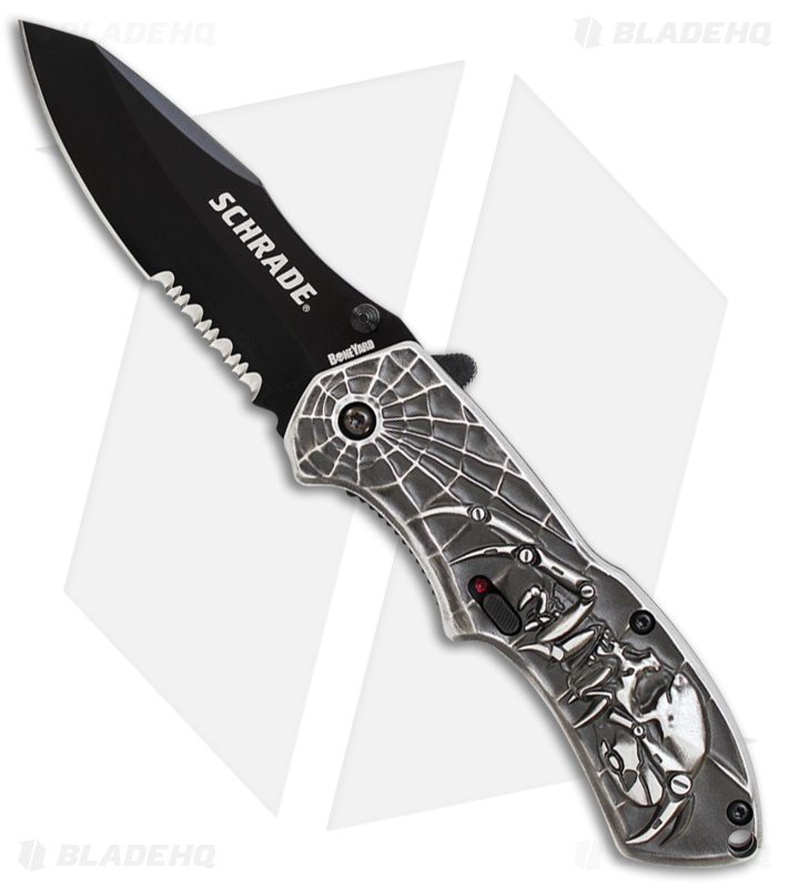 Schrade Boneyard Series Spider MAGIC Spring Assisted Knife (3.25" Black Serr)