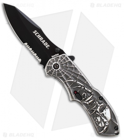 Schrade Boneyard Series Spider MAGIC Spring Assisted Knife (3.25" Black Serr)