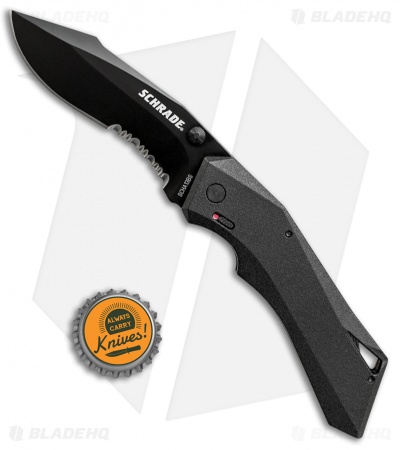 Schrade Shiznit MAGIC Spring Assisted Knife Black (3.375" Black Serr)