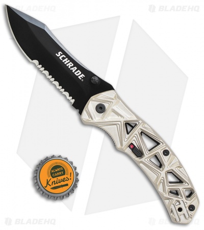 Schrade Shizzle MAGIC Spring Assisted Knife Champagne (3.375" Black Serr)