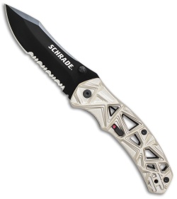 Schrade Shizzle MAGIC Spring Assisted Knife Champagne (3.375" Black Serr)