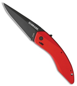 Schrade Landshark Spring Assisted Knife Red Aluminum (3" Black) SCHA9R