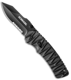 Schrade Dual-Action Manual/Assisted Opening Knife (3.5" Black Serr) SCHA10BS