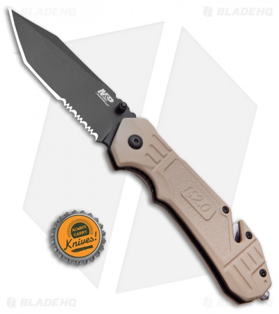 M&P M2.0 S.A. Thumb Stud Spring Assisted Knife FDE Aluminum (3.5" Black)