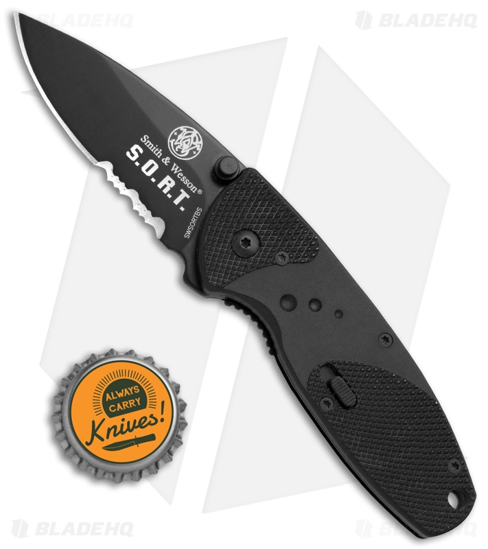 Smith & Wesson Large S.O.R.T. Spring Assisted Knife Black (2.5" Black Serr) 