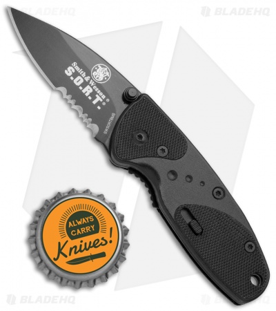 Smith & Wesson Medium S.O.R.T. Spring Assisted Knife Black (2" Black Serr) 