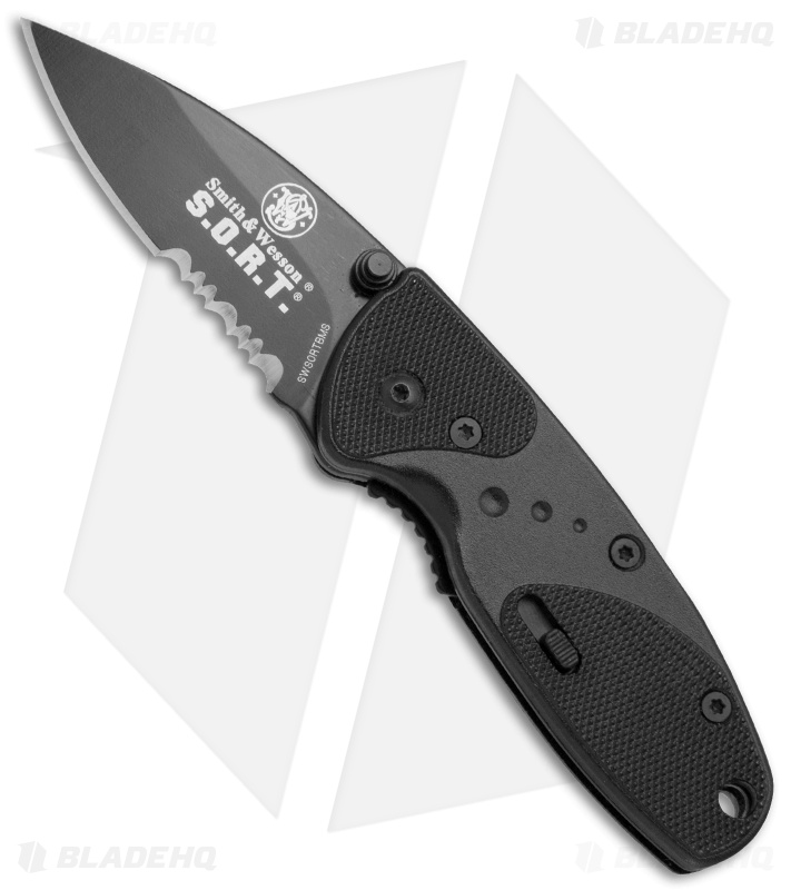 Smith & Wesson Medium S.O.R.T. Spring Assisted Knife Black (2" Black Serr) 