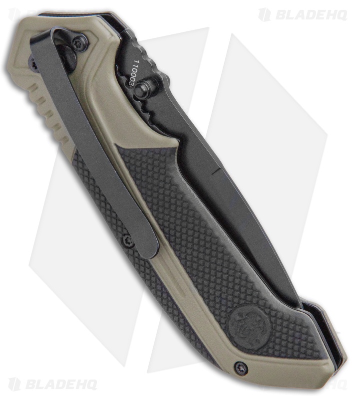S&W S.A. Thumb Stud Spring Assisted Knife OD Green Aluminum (3.5" Black)