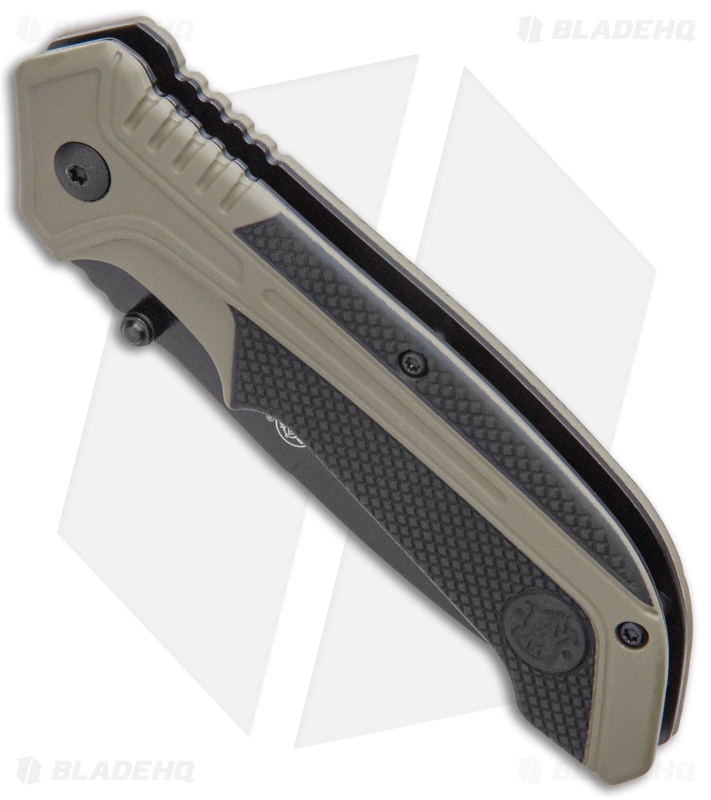S&W S.A. Thumb Stud Spring Assisted Knife OD Green Aluminum (3.5" Black)