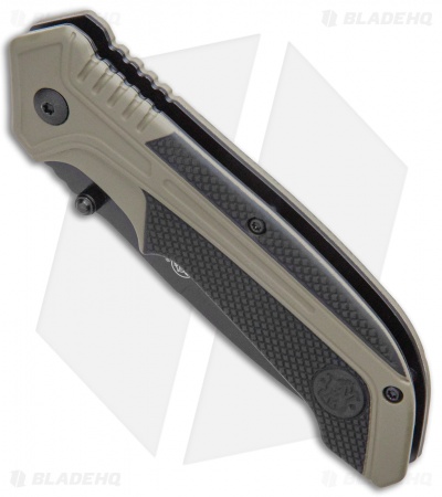 S&W S.A. Thumb Stud Spring Assisted Knife OD Green Aluminum (3.5" Black)