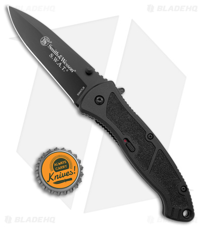 Smith & Wesson Large SWAT MAGIC Spring Assist Knife (3.75" Black Plain) SWATLB