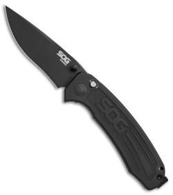 SOG Banner Spring Assisted Knife Black Aluminum (3.5" Black) BA1001