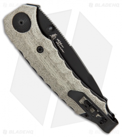 SOG Kiku Spring Assisted Knife Linen Micarta (3.5" Black) KU-3002