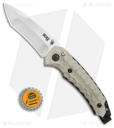 SOG Kiku Spring Assisted Knife Linen Micarta (3.5" Satin) KU-3001