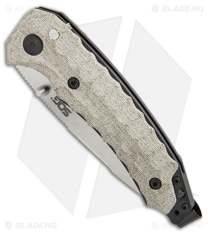 SOG Kiku Spring Assisted Knife Linen Micarta (3.5" Satin) KU-3001