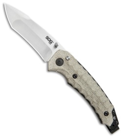 SOG Kiku Spring Assisted Knife Linen Micarta (3.5" Satin) KU-3001