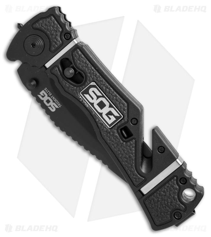 SOG Trident Elite Clip Point Spring Assisted Knife (3.7" Black) TF102