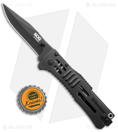 SOG SlimJim Black Assisted Opening Knife (3.18" Black Plain) SJ-32